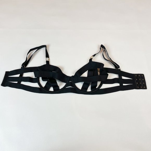 NWOT Victoria's Secret Bra 32DDD Unlined Balconet Strappy Banded Black - Picture 3 of 8